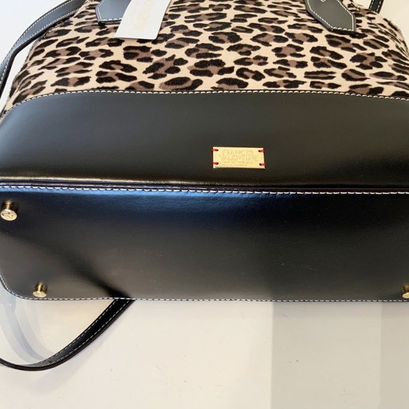 NWT FRANCES VALENTINE ABBY TOTE PRINTED HAIRCALF SNOW LEOPARD - Picture 7 of 10